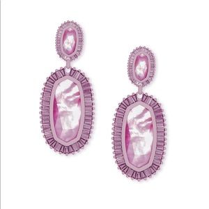 KS Kaki Matte Statement Earrings In Lilac Pearl